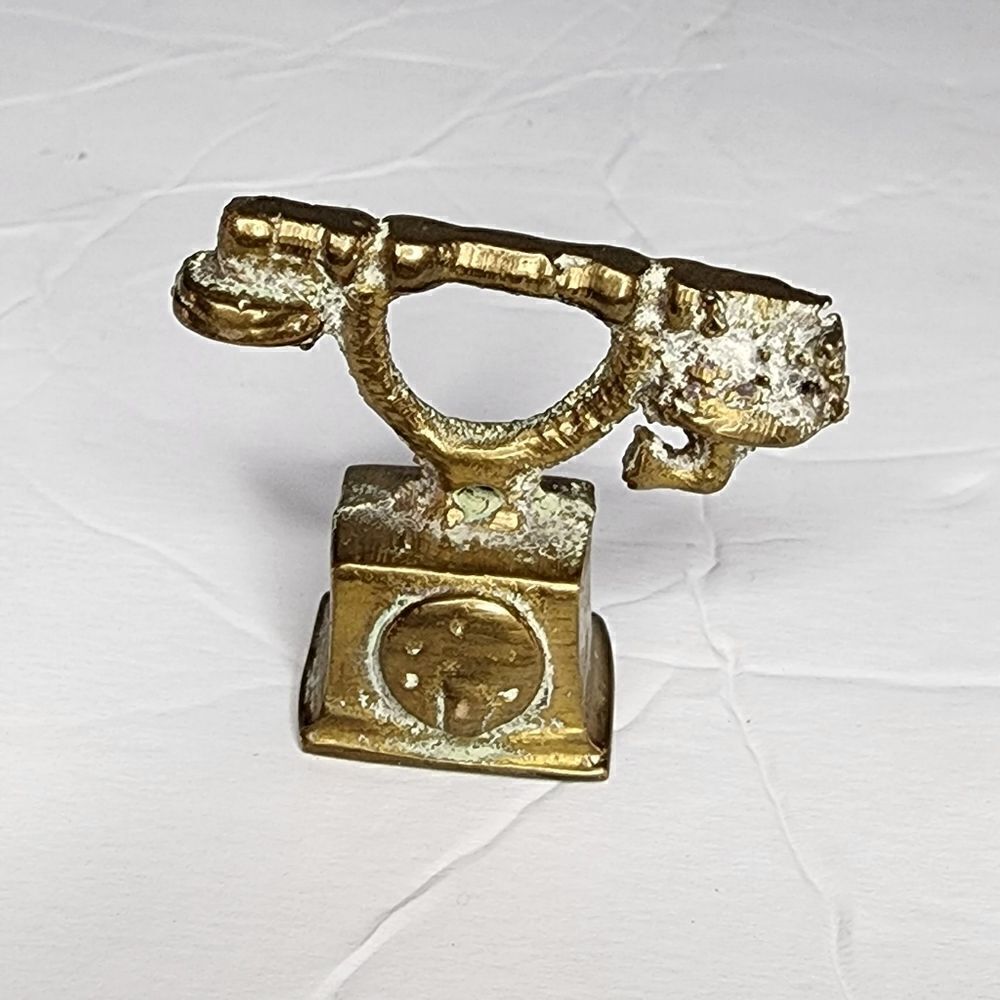 Vintage Brass telephone Mid-Century ModernโHollywoodโRegencyโMiniatureโphone